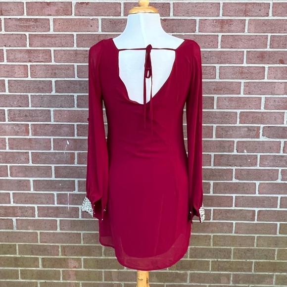 Red classy Silver Cuff beaded dress Size XS - Picture 4 of 7